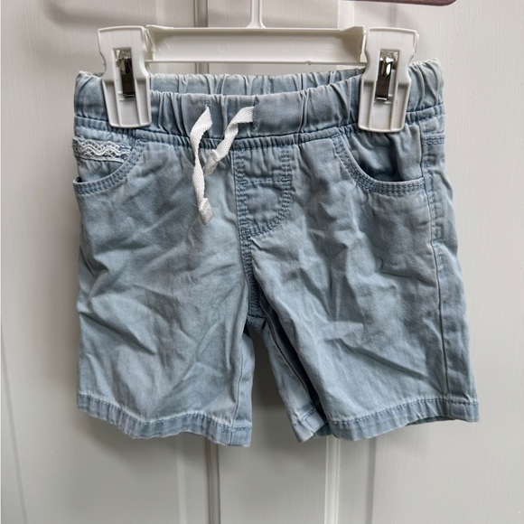 NWOT Carter's 3T Girls Blue & White Elastic Waist Shorts with Pockets - Picture 1 of 4